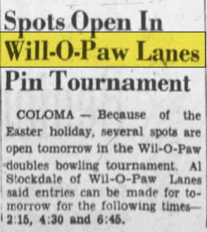 Will-O-Paw Lanes - Apr 1961 Article (newer photo)